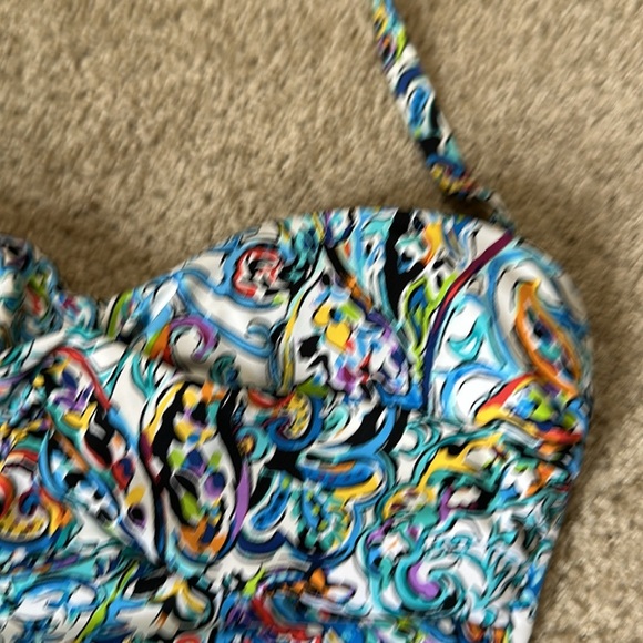 Lauren Ralph Lauren Mystic Paisley Tummy Control One-Piece Swim Dress 8 - Picture 6 of 10